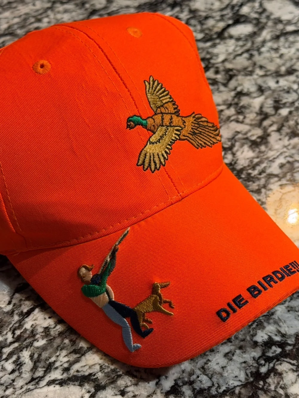 Vintage Embroidered Orange Hunting Cap Hat Strapback Adjustable NOS